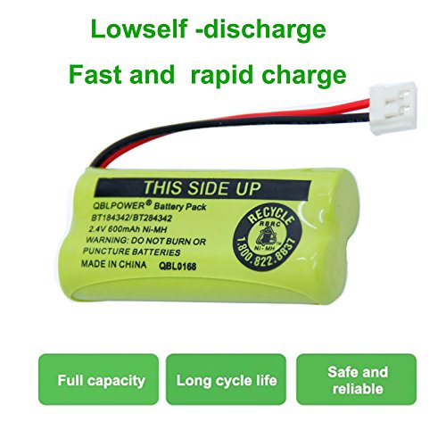 QBLPOWER BT8001 BT184342 BT284342 BATT-6010 Battery Pack Compatible with AT&T BT18433 BT28433 BT8000 BT8300 Uniden BT1011 BT1018 Vtech 89-1326-00-00/89-1330-01-00/Empire CPH-515D 2.4V NiMH(Pack of 4) - Thumbnail 4