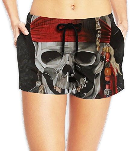 Pirate Skull Dark Art Women Sexy Hot Pants Summer Casual Beach Shorts Athletic Quick Dry Swim Trunks With Pockets