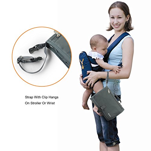 Becko Portable Foldaway Babies' Diaper Changing ad/Bag, Multifunctional Neutral Eco-Friendly Tote Bag, Easy to Clean, with Anti-Skid Band & Multiple Pockets (Black)