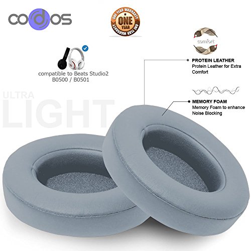 Replacement Earpad cushions For beats by Dr. Dre Studio 2.0 Wired, Studio 2.0 Wireless Over-Ear Headphones (Not For Solo or Studio 1st Gen Headphones) (Grey)
