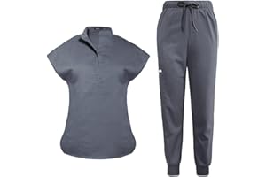niaahinn Scrubs Set for Women Nurse Uniform Jogger Suit Stretch Top & Pants with Multi Pocket for Nurse Esthetician Workwear