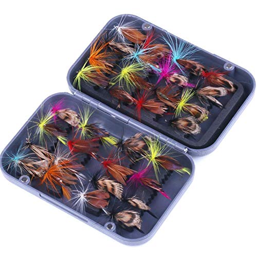 Centishop 32PCS Artificial Fishing Lure Set,Fly Fishing Lure Set Artificial Insect Bait Trout Fly Fishing Hooks Tackle with Case Box