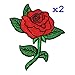Pack of 2 Red Rose DIY Applique Embroidered Sew Iron on Patch RO-05