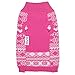 Blueberry Pet 5 Patterns Vintage Tinsel Knit Fair Isle Dog Sweater in Hollywood Cerise, Back Length 12