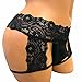 Men's Sexy Floral Lace Sissy Pouch Crossdress Panties Boxer Briefs Mesh Sheer See-Through Garter G-String Girly Underwear Low Rise Breathable Hipster Bikini Swim Shorts Thongs Swimwear Underpants