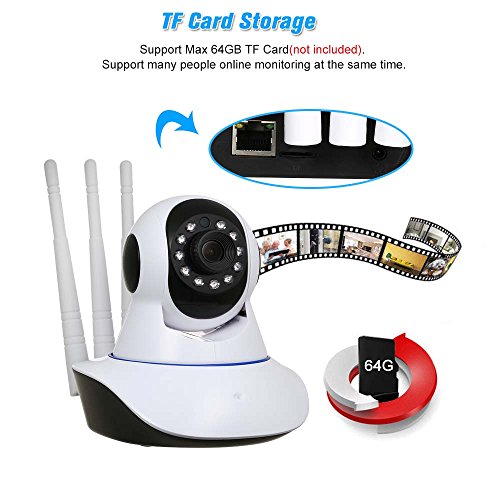 OWSOO HD 720P 1.0 Megapixels IP Cloud Camera 11pcs IR Lamps CCTV Surveillance Security Network PTZ Camera Support Cloud Storage for Android/iOS APP IR-CUT Filter Infrared Night View Motion Detection.