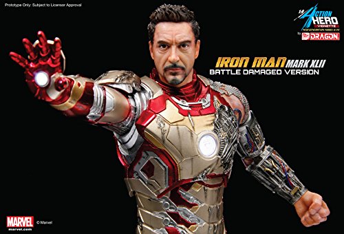 Dragon Models Iron Man 3 MK XLII Battle-Damaged Armor Action Hero Vignette Statue, 1:9 Scale
