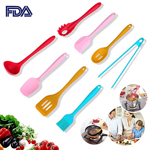 Kitchen Utensils, 8 Piece Silicone Kitchen Utensils, Kitchen Utensil Set, Colorful with Solid Core - Thumbnail 7