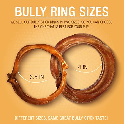 Bully Stick Rings for Dogs (25 Pack) Natural Bulk Dog Dental Treats