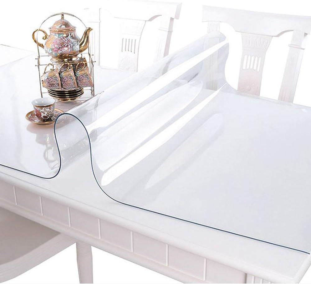 Clear Plastic Table Cover Protector - Rectangular Vinyl Roll for use as Kitchen Dining Room Table Cloth, Desk Pad, Kitchen and Floor Mat, Outdoor Party Tablecloth, Picnic Mat, Carpet Cover (60"x36"): Kitchen & Dining