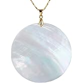 TUMBEELLUWA Sea Shell/Abalone Shell Pendant Necklace for Women, Pendant with 19.5" Chain