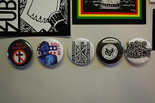 Punk Rock Vinyl Stickers Decals And Buttons Pinback Pins Set Of 10 (LBSTIX6)