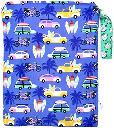 Medium 11" x 14" // TOP Rated Monkey Foot Designs Wet Bag // Diapers/Snacks / Gym/Swim (Hit The Beach)