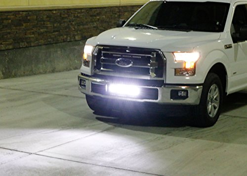 iJDMTOY Complete High Power LED Light Bar w/ Lower Bumper Insert Area Mounting Brackets and Wiring Switch For 2015-up Ford F-150 XLT, Lariat or Limited
