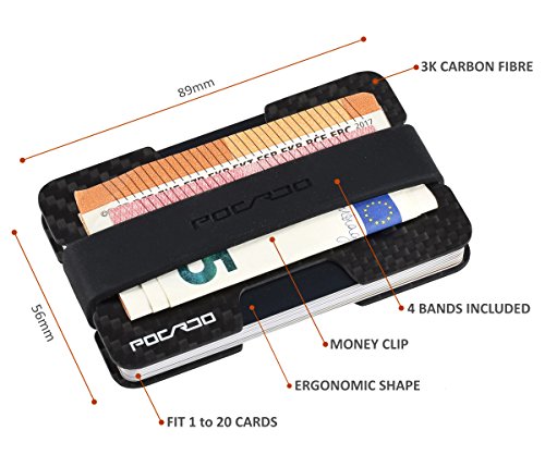 Cartera-Hombre-RFID-Billetera-Tarjetero-Minimalista-Fibra-de-Carbono-Slim-Wallet-Negro-y-Rojo