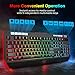 [2019 New Version] PICTEK RGB Gaming Keyboard with Phone Holder, Customizable RGB Backlit Wired Keyboard, 9 Independent Multimedia Keys & Volume Wheel, Waterproof Computer Keyboard for Mac/PC Gamersthumb 2