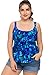 Sociala Women's Plus Size Swimwear Tankini Top Printed Swimsuit Bathing Suit