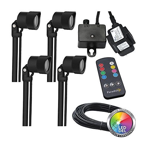 Paradise Outdoor LED Nano Pathway Landscape Lighting With Remote Control | Multi Color Spot Path Lights | Ideal For Lawn Patio Front/Back Yard Walkway Driveway Garden Or Hidden Pathway Lighting | 4-Pack Bright Prestige | GL34006BK