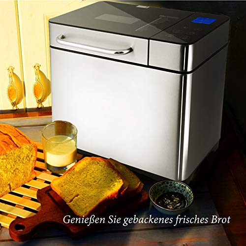 Nictemaw Brotbackautomat Backmeister Brotbackmaschine mit 19 Programme für 500g-1000g Brotgewicht, 710W, 15 Stunden Timing-Funktion, Warmhaltefunktion, Sichtfenster und LED Bildschirm – Bild 3