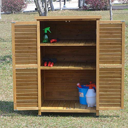 ZHOUAICHENG Holz Gartenschrank Outdoor Geräteschrank wasserdichte Sonnencreme für Balkon Garten Terrasse 96 x 43 x 69 cm – Bild 3