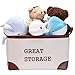 Hinwo 68L Large Capacity Storage Bin Basket Thickened Canvas Fabric Toy Chest Organizer with PU Leather Handles for Kids Toys Laundry Clothes Nursery Playroom and Shelves, 22 x 15 x 12.6, Off White