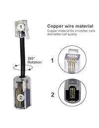 LOVK   Desenredador de cable de teléfono, 2 unidades de 9.8 ft sin enrollar   2 pies en espiral cable de teléfono con 2 unidades de 360 grados de rotación cable de línea terrestre desenredante cable giratorio sin enredos teléfono accesorio