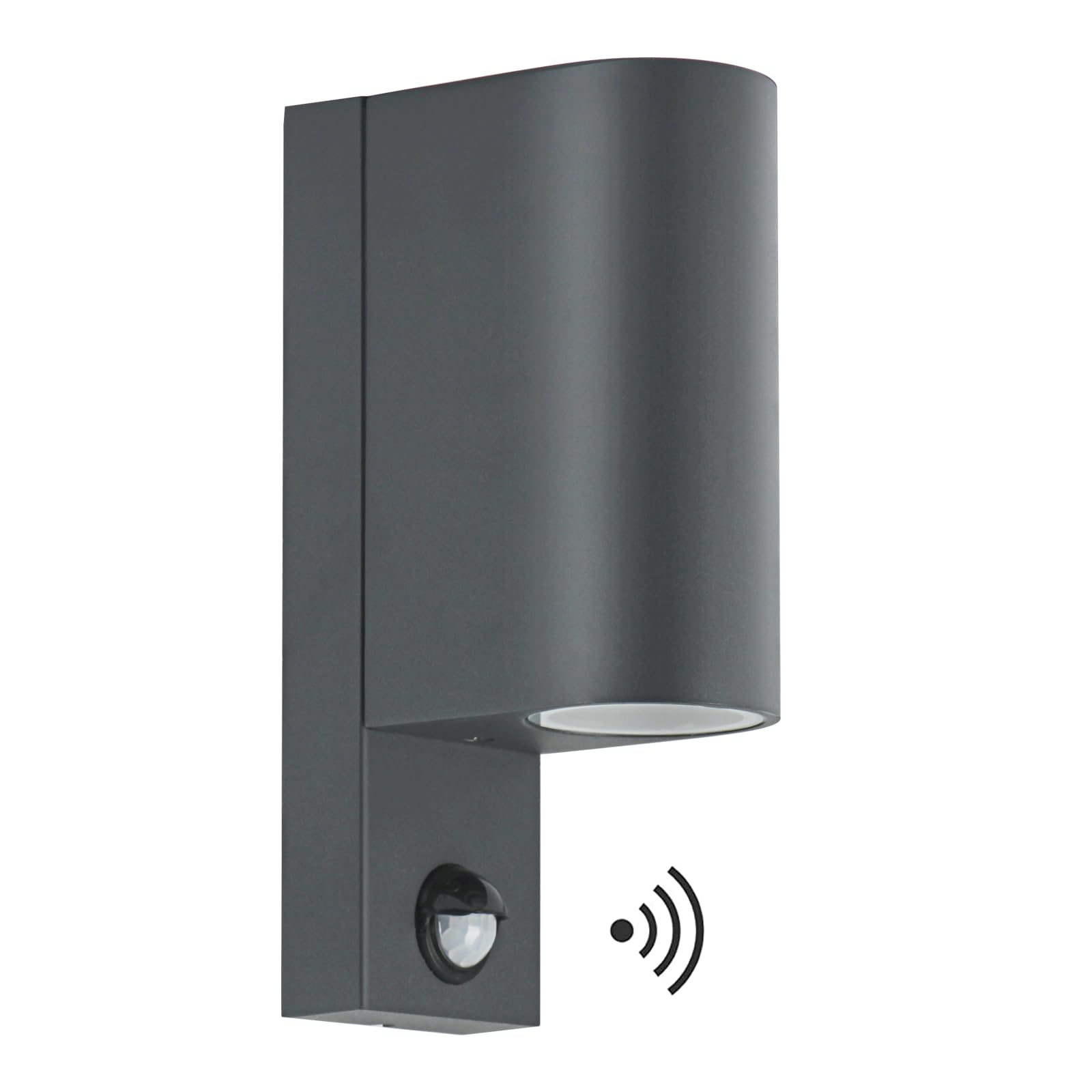 Kerry Outdoor Wall Lights, Up and Down Lamp with Motion Sensor, IP44 Anthracite Grey Stainless Steel Outside Lighting Mains Powered Fixtures, External Wall Sconce for Front Door, Porch (No Bulb)