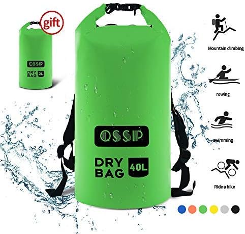 QSSP Waterproof Dry Bag, Roll Top Floating Storage Sack Keeps Gear Dry for Boating, Kayaking, Fishing, Boating, Rafting, Swimming, and Camping (2L/10L/20L/30L/40L)