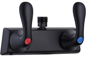 PURITYSAGE RV Shower Faucet, 4" RV Camper Shower Faucet Valve Diverter Replacement with Dual Lever Control Hot and Cold Water for Outside and Inside Bathroom, Black