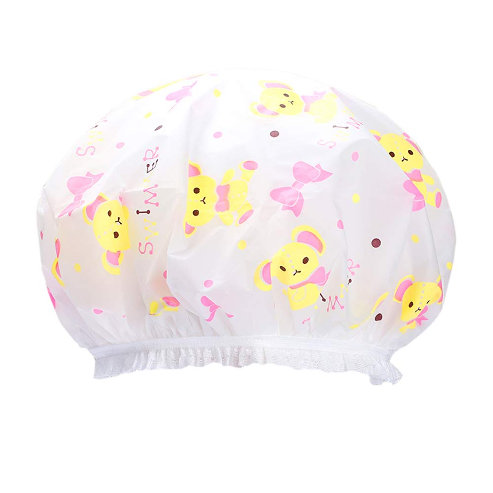 6 PCS Shower Caps, Reusable Elastic Waterproof Bathing Hair Cap with Lace Elastic Band for Women Beauty, Hair Spa, Home Hotel Travel Use : Beauty