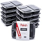 NEW IMPROVED 3-Compartment Meal Prep Containers, Premium, Durable, Sustainable, Easy Open Airtight Lids, by Paksh 32oz. [10 pack] 21 Day Fix, Portion Control, Lunch Bento Box [Shipped in Secured Box]