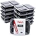 NEW IMPROVED 3-Compartment Meal Prep Containers, Premium, Durable, Sustainable, Easy Open Airtight Lids, by Paksh 32oz. [10 pack] 21 Day Fix, Portion Control, Lunch Bento Box [Shipped in Secured Box]