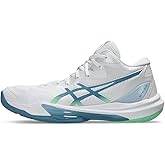 ASICS Men's Sky Elite FlyteFoam Mid Top 3 Volleyball Shoes, 11, White/SABA Blue