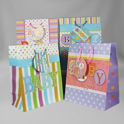 Gift Bag Baby Matt Large, 12 Pieces