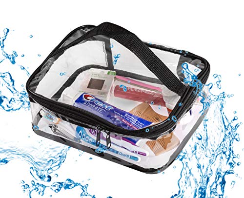 Clear Travel Cosmetic Bag Makeup Pouch, Train Case Organizer with Top Handle Large 5 Clear Travel Cosmetic Bag Makeup Pouch, Train Case Organizer with Top Handle Large