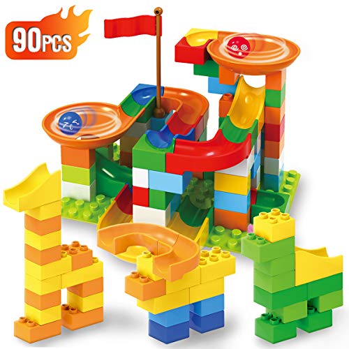 Ranphykx Building Blocks Toys for Children Learning Colors with Marble Run for Kids Toy 90 Pieces