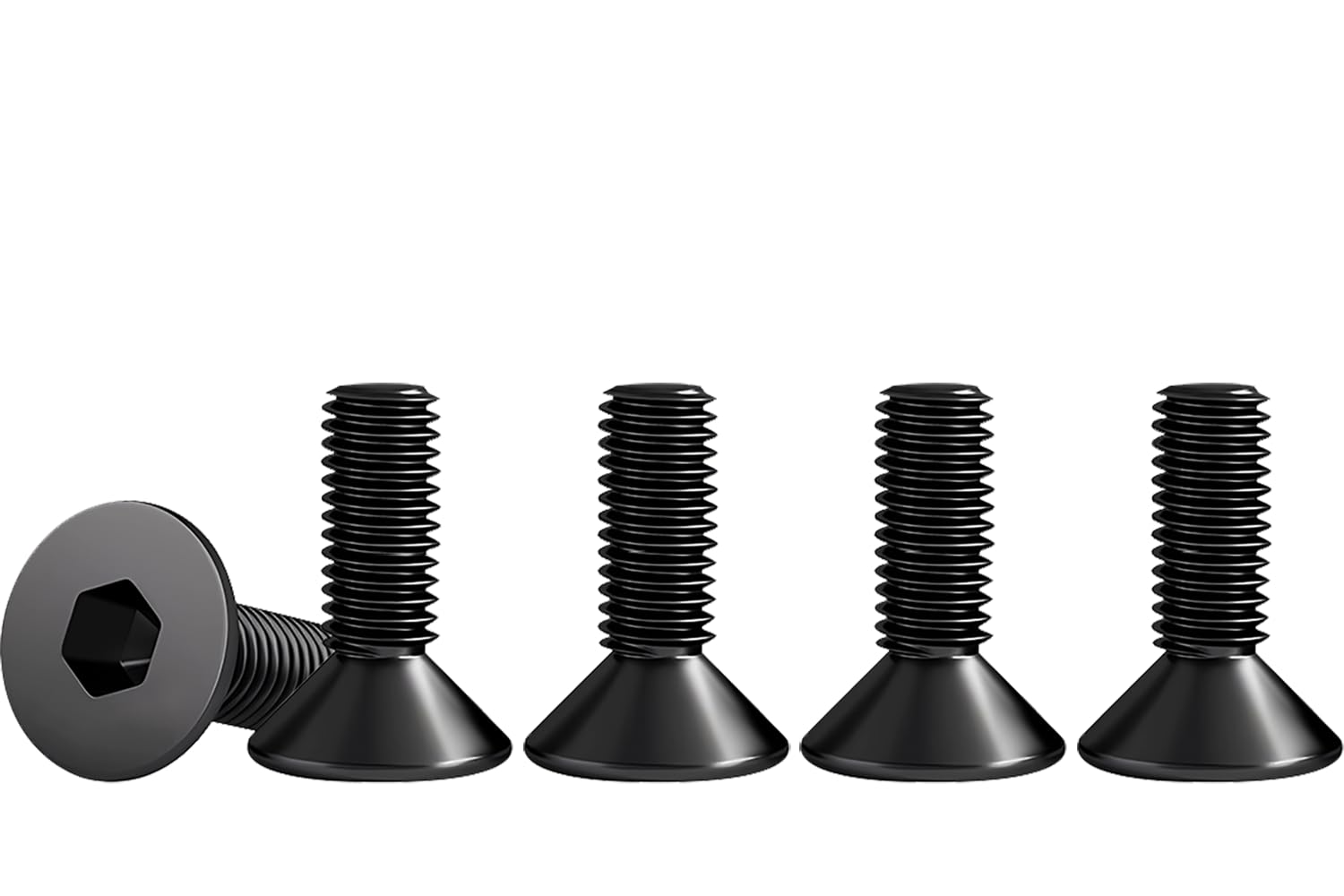 Drenky M4 X 12mm Hex Socket Countersunk Bolts, M4 Screws 50 Pcs Black Socket Screws DIN 7991 / ISO 10642 304 Stainless Steel Flat Head Hex Socket Screws Fully Thread Machine Screws, Rustproof — image 1