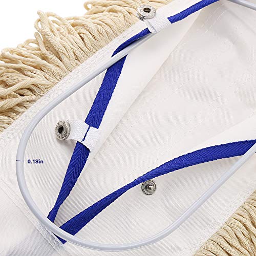 24" Industrial Strength Loop-End Cotton Dust Mop with 56" Long Wood Handle and Metal Frame, Best Value for Wet and Dry Mopping on Hardwood, Laminate, Concrete Floor Thick Tufted Mop Head - Thumbnail 2
