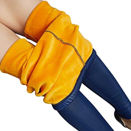 Govc Women Winter Warm Velvet Faux Leather Stretch Skinny Leggings Pants