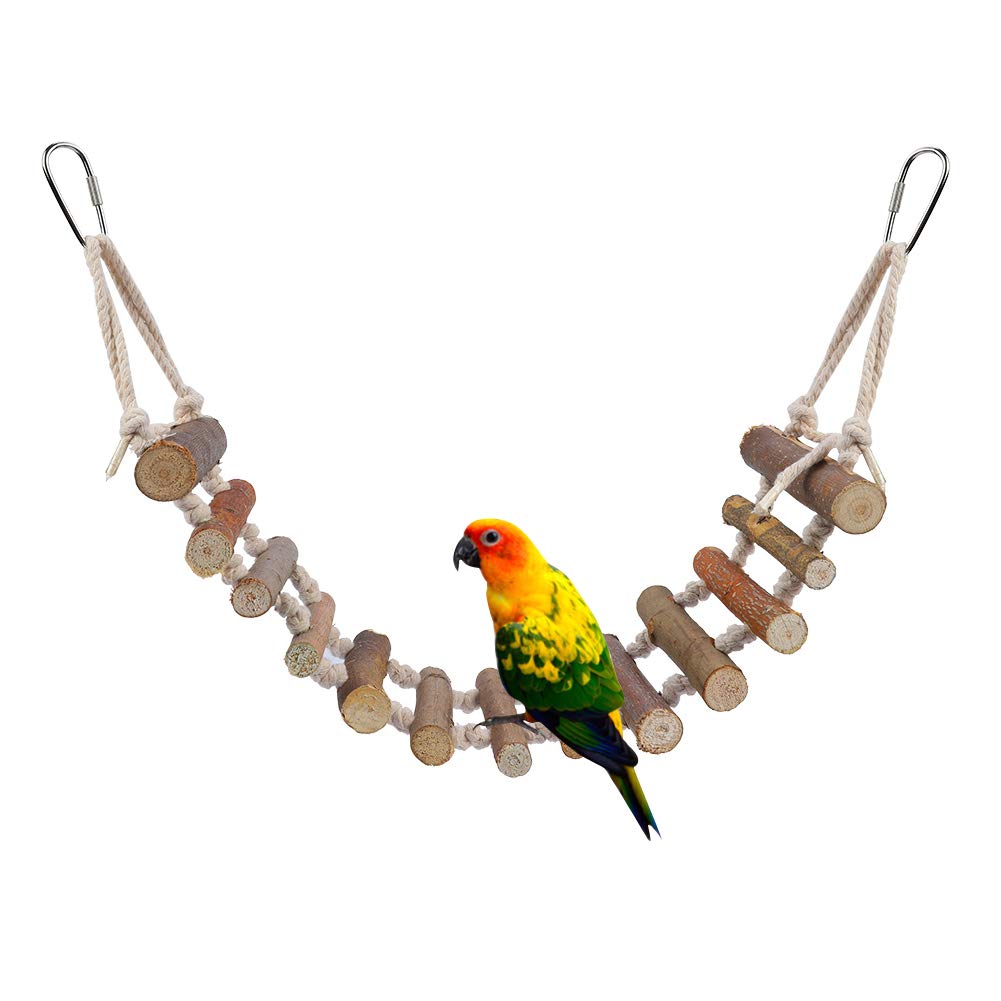 Parrot Ladder, Natural Climbing Wood Ladder for Large Birds 24 Inch Bird Swing Toy for African Grey 24 Inch Bird Swing Toy for African Grey Cockatoo Budgie