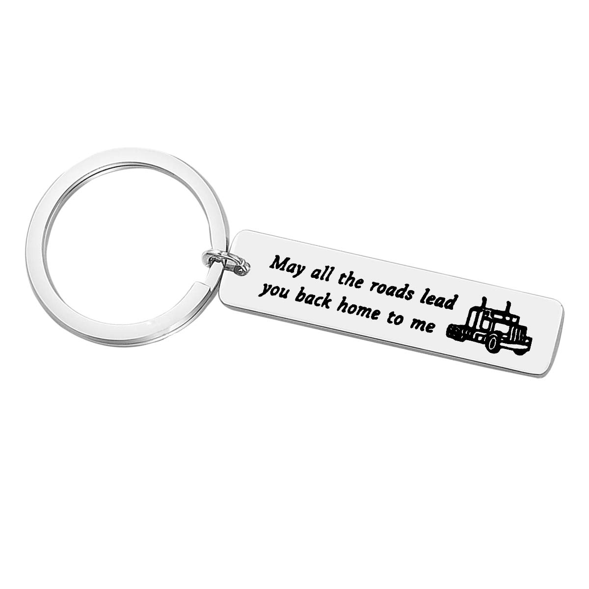 Truck Driver Gift for Him Boyfriend Husband May All The Roads Lead You Back Home to Me Keyring Trucker Driver Keyring for Son Dad Fathers Day Gift Christmas Valentines Day Gift for Men