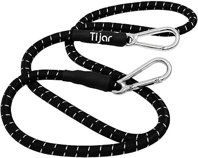 TIJAR 60" Heavy Duty Bungee Cord with Carabiner Clips - Strong Tie Down Strap