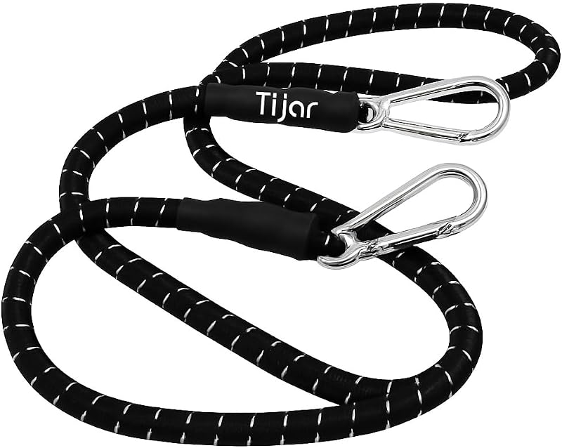 TIJAR 60" Heavy Duty Bungee Cord with Carabiner Clips - Strong Tie Down Strap
