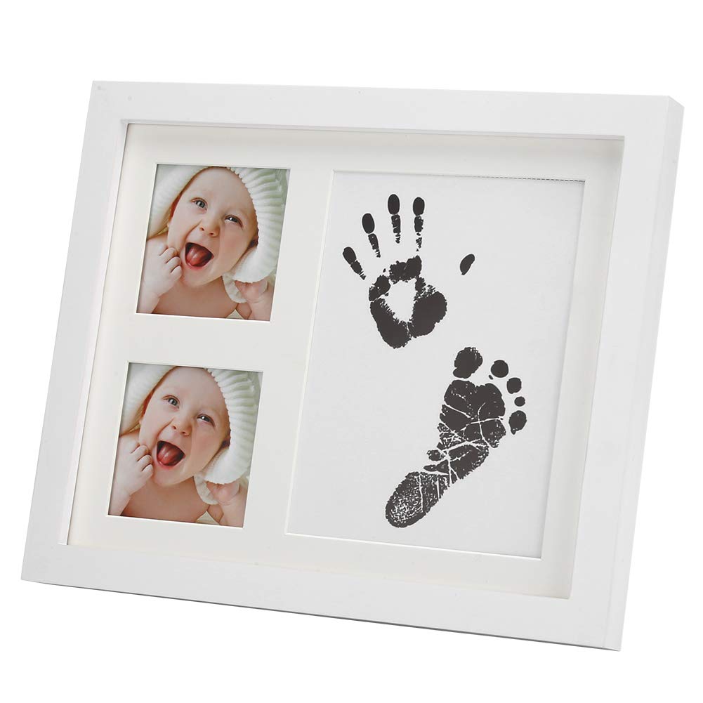 Footprint Kit, Baby Keepsake Footprint Hand Print Photo Frame, Baby Handprint Photo Frame Beautiful 2.8 X 2.8inch Easy To Use for Baby Gifts (White)