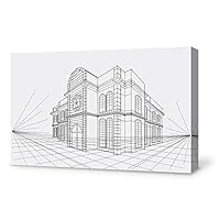 Canvas Wall Art Construction Sketches Canvas Prints Home Artwork Decoration for Living Room,Bedroom - 12x18 inches