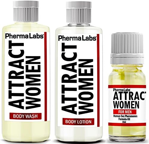 PhermaLabs Pheromones Mini Travel Kit for Men to Attract Women includes: Body Lotion, Body Wash and Body Oil. The Secret to Attract Beautiful Women!