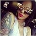 JOJO'S SECRET Oversized Square Sunglasses Metal Frame Flat Top Sunglasses JS009 (Gold/Transparent Red+Gold/Pink, 2.48)