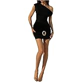 Verdusa Women's One Shoulder Elegant Bodycon Mini Dress Cap Sleeve Fitted Dresses