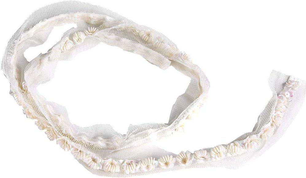 Pearl Beaded Lace Trim Ribbon Edge White Edging Trimming Fabric Embroidered Applique Sewing Craft Wedding Bridal Dress Sash Belt DIY Gift(Sequined Lace)