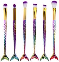 UPLOTER 6pcs Mermaid Eye Brushes Set Cosmetic Eyeshadow Eyeliner Blending Pencil Makeup Brush Tool Kit Cosmetic Tools